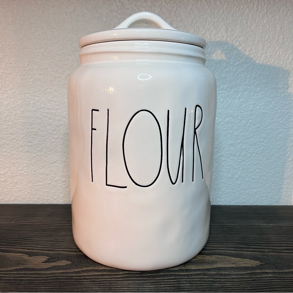 Rae Dunn FLOUR Canister 2016 Release Dimples LL  White Ceramic Farmhouse Decor